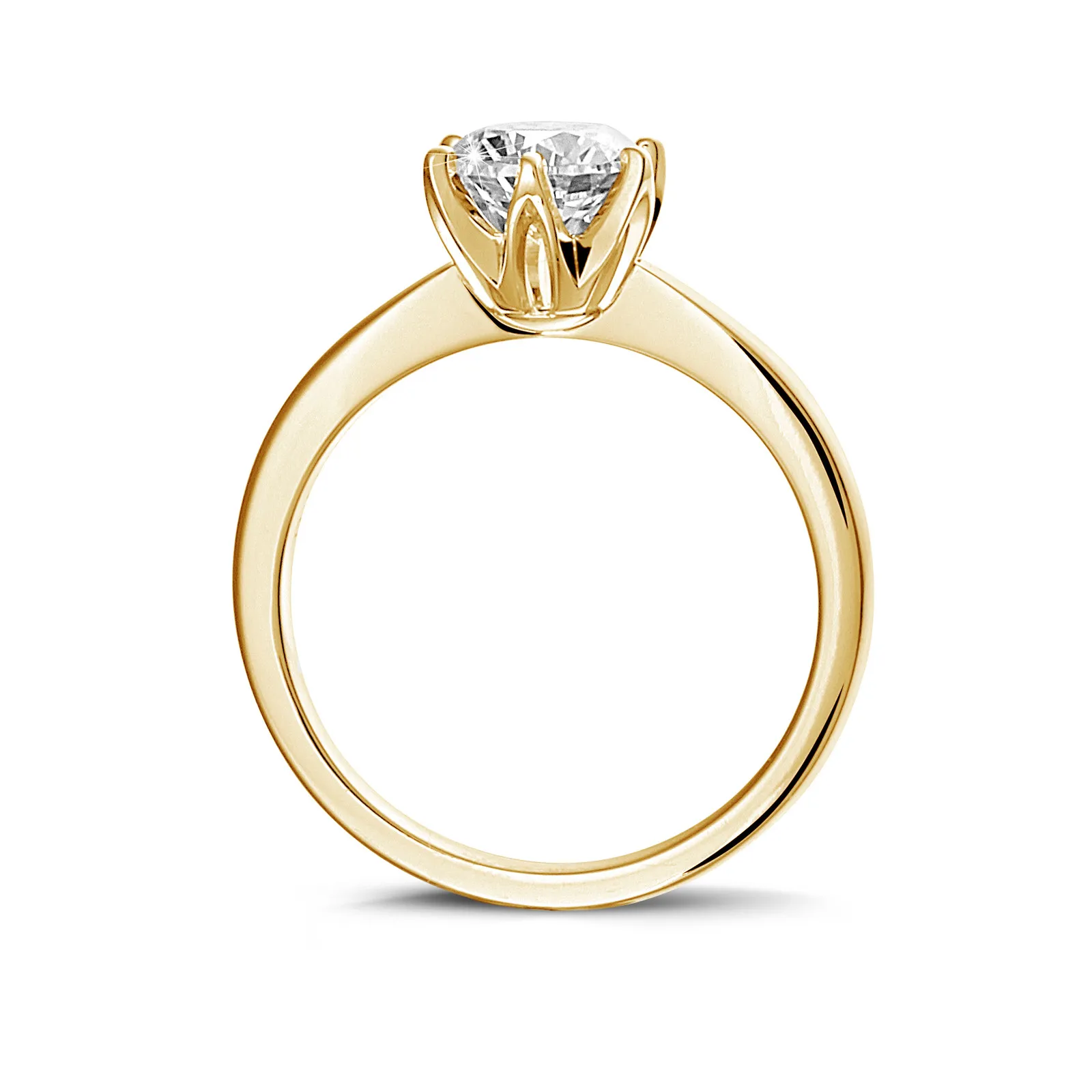 0.90 quilates anillo solitario en oro amarillo con diamante redondo 