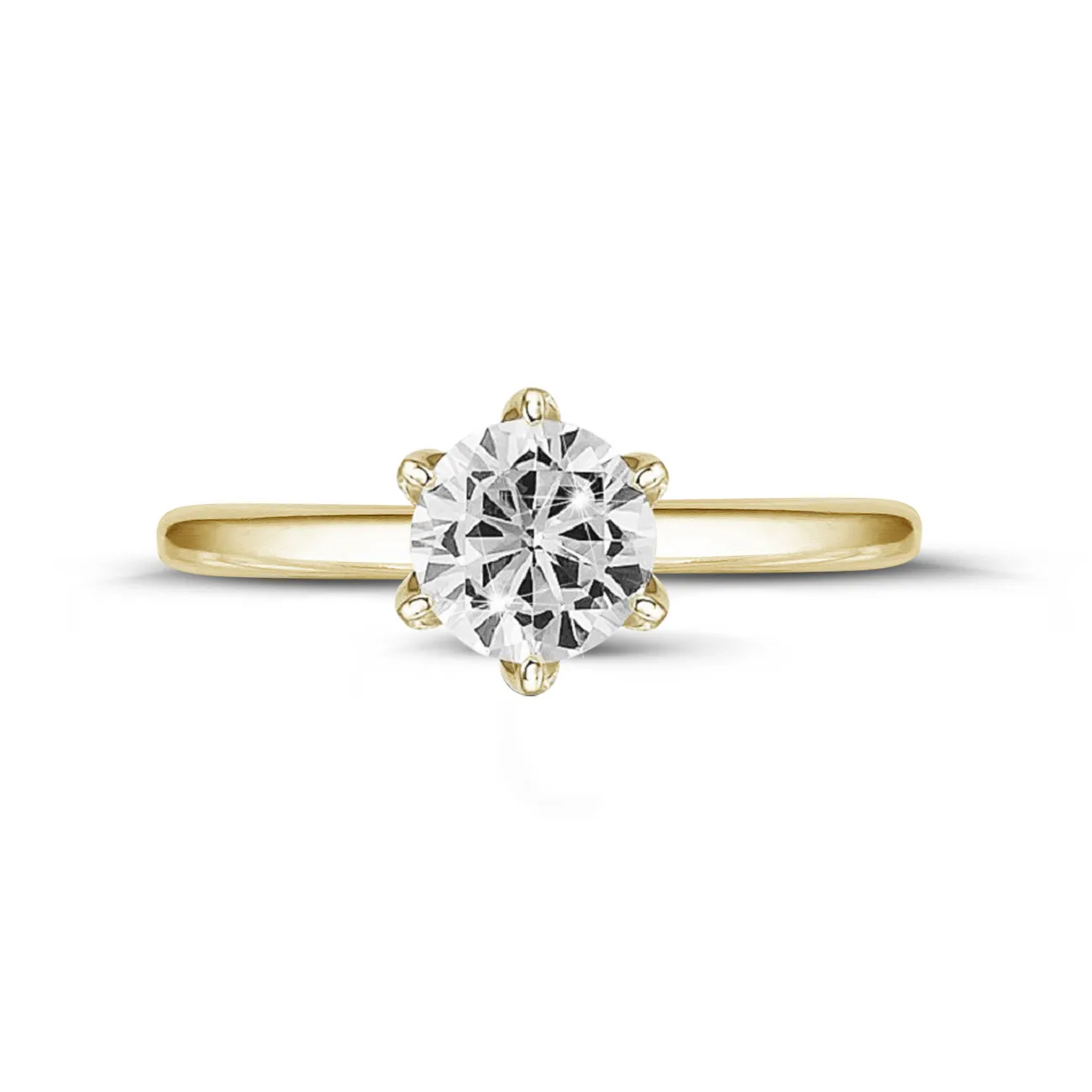 0.90 quilates anillo solitario en oro amarillo con diamante redondo 