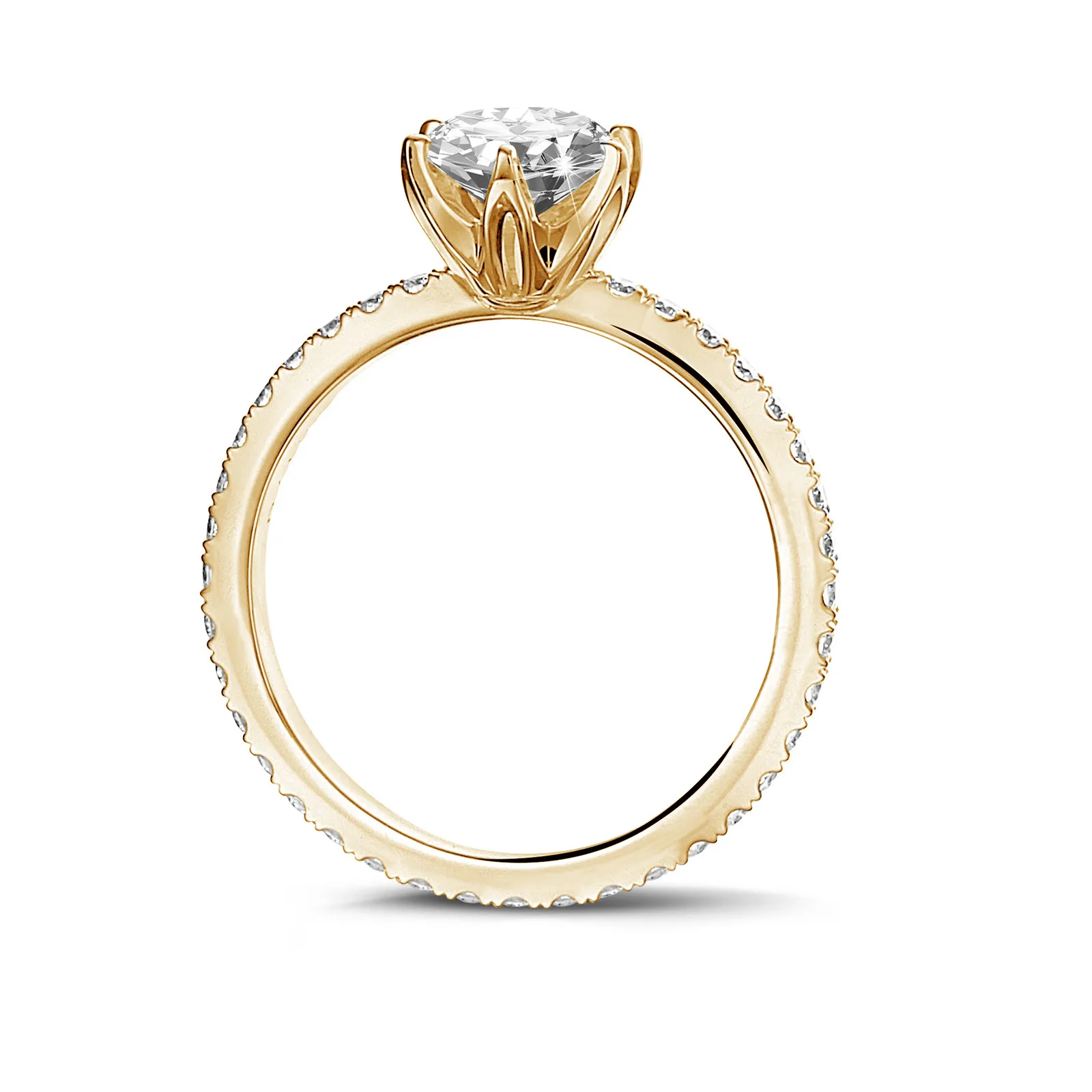 1.00 quilates anillo solitario en oro amarillo con diamantes en los lados 