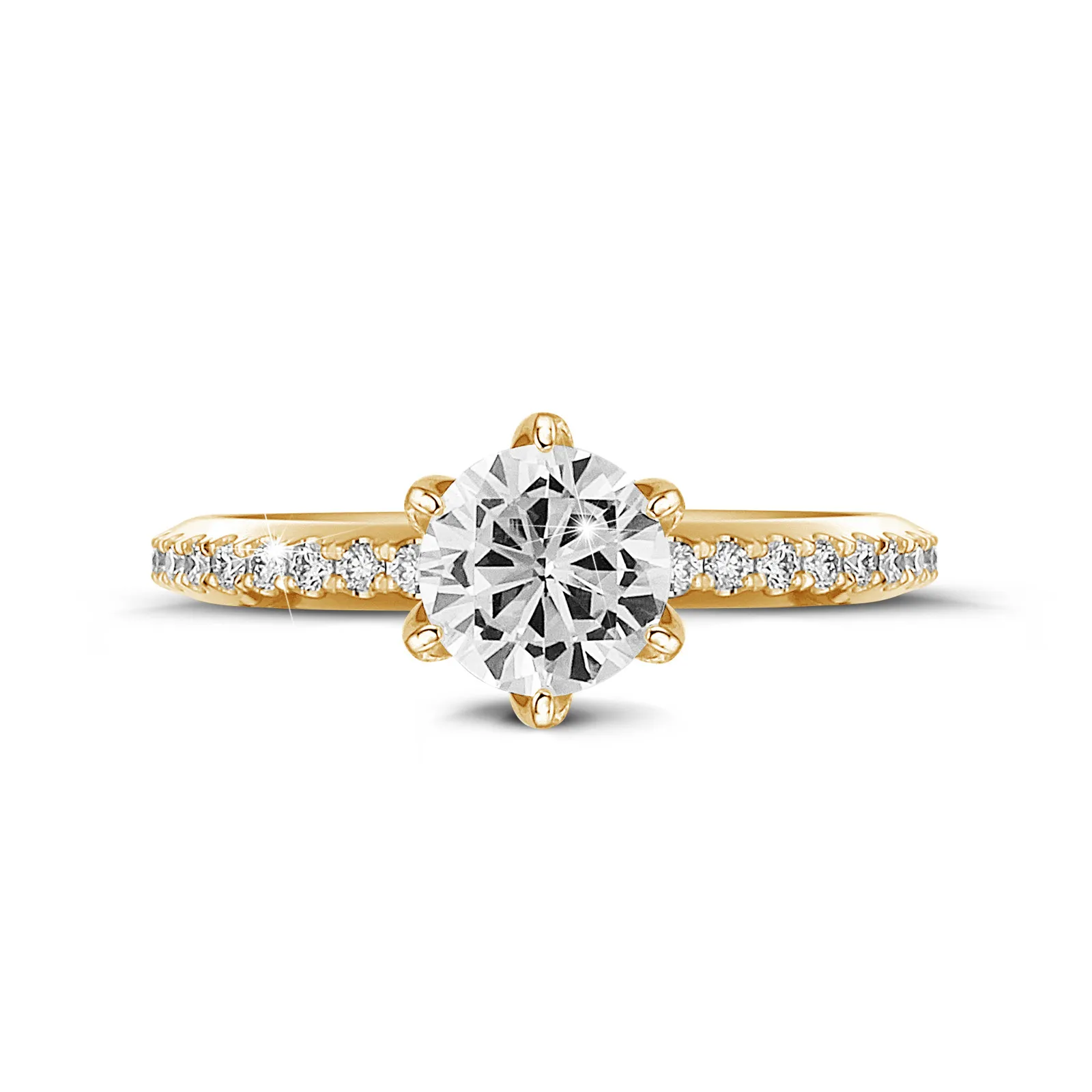 1.00 quilates anillo solitario en oro amarillo con diamantes en los lados 