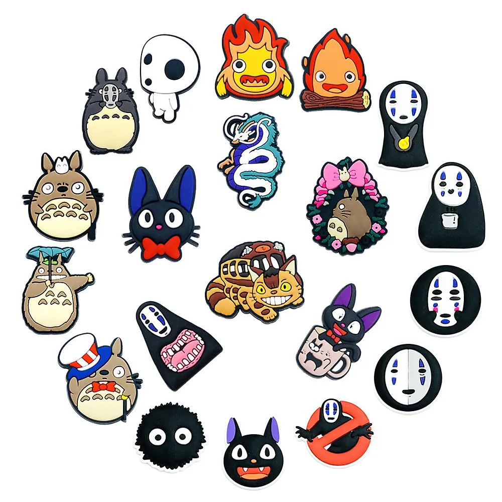 20 piezas de anime El viaje de Chihiro Personajes de la serie Croc Zapatos Charms para Crocs Zueco Sandalias Decoración Accesori
