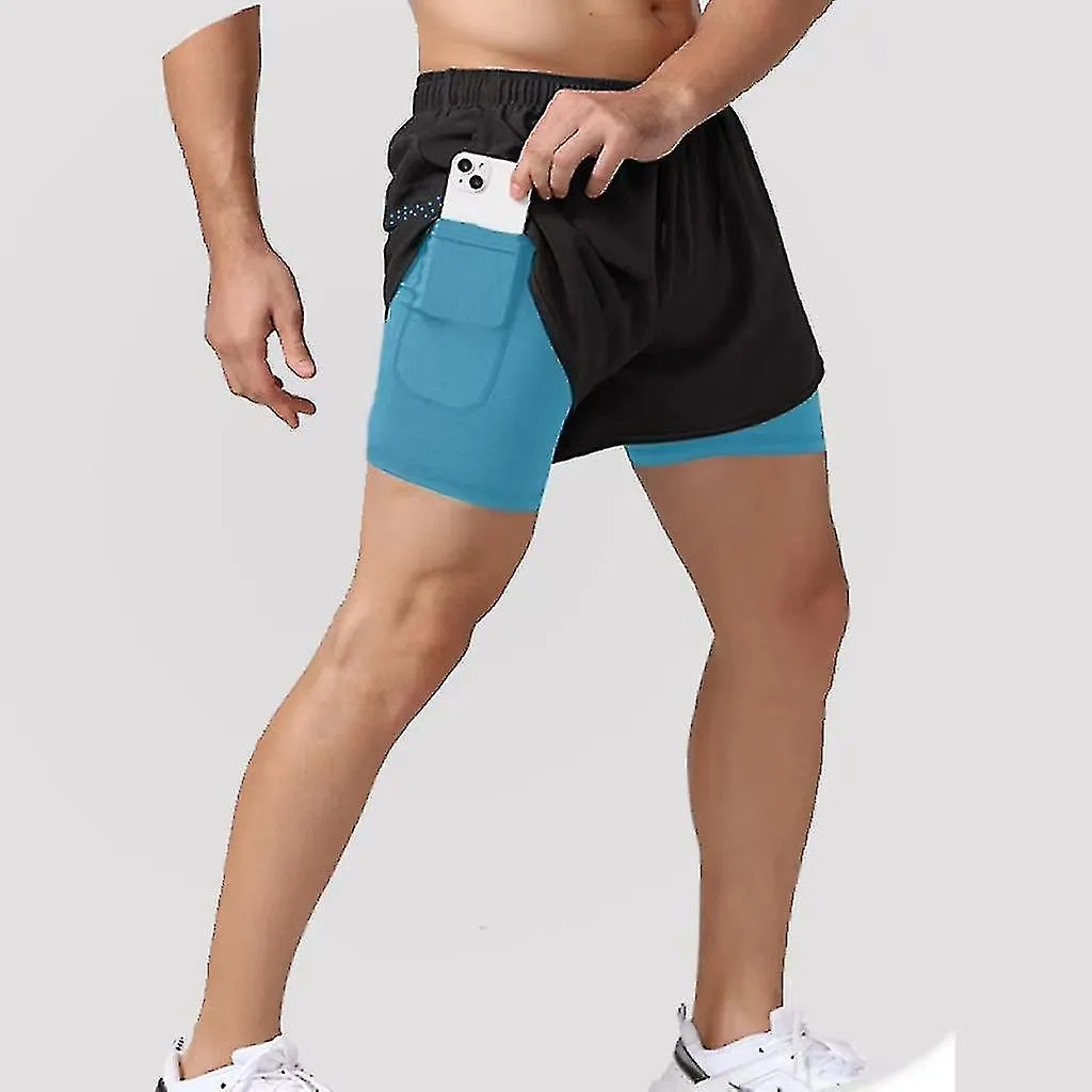 2023 Pantalones cortos deportivos Ropa deportiva para hombres Entrenamiento de dos pisos Pantalón corto Verano 2 en 1 playa Ropa