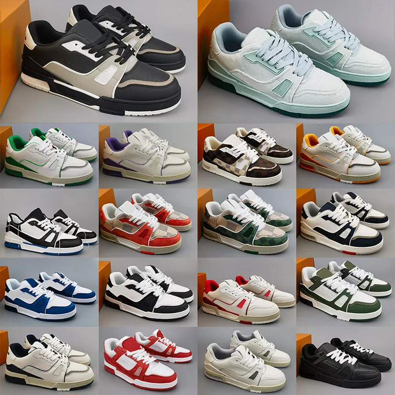 2024 Diseñador Sneaker Virgil Trainer Running Zapatos de cuero de piel de ternera ABloh White Green Red Blue Letter Spreads Plat