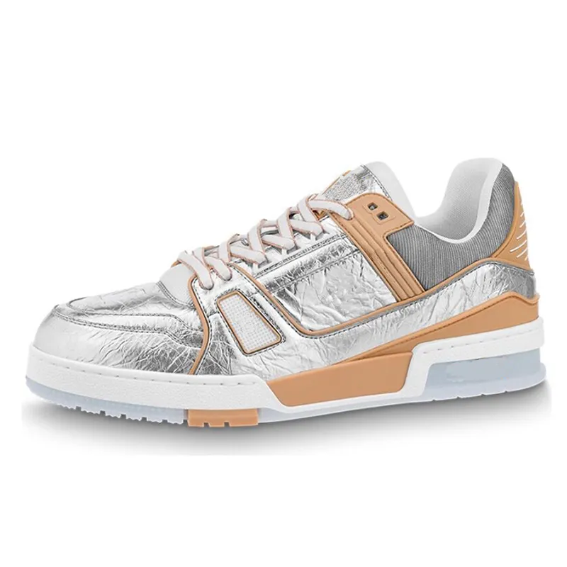 2024 Diseñador Sneaker Virgil Trainer Running Zapatos de cuero de piel de ternera ABloh White Green Red Blue Letter Spreads Plat
