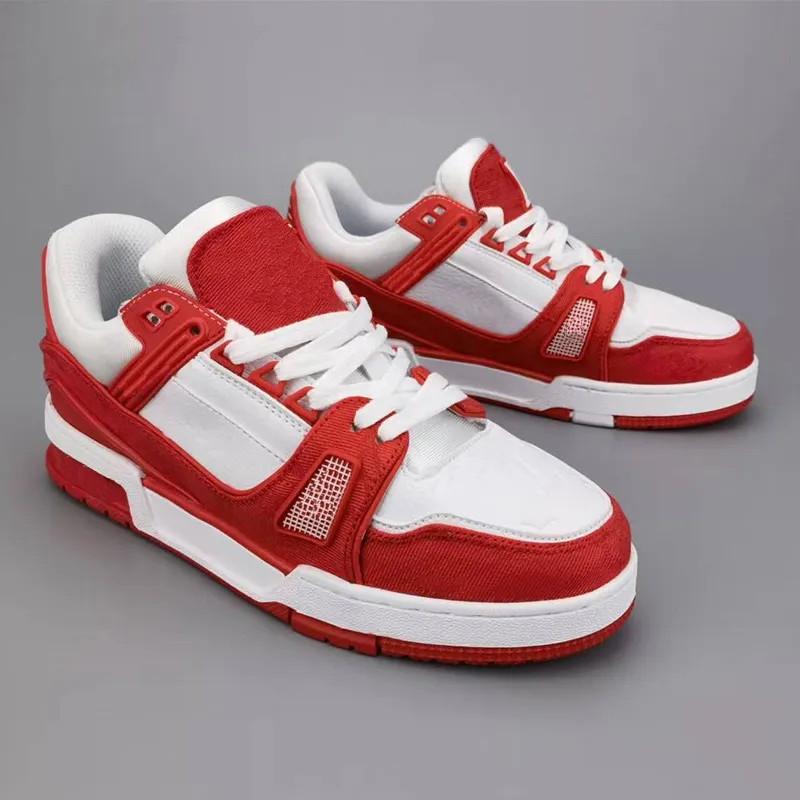 2024 Diseñador Sneaker Virgil Trainer Running Zapatos de cuero de piel de ternera ABloh White Green Red Blue Letter Spreads Plat