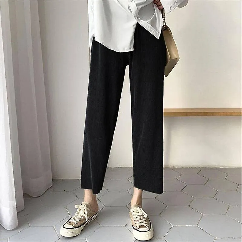 3172# Pantalones rectos de maternidad helados de verano de pierna ancha ropa de vientre holgada y transpirable para mujeres emba