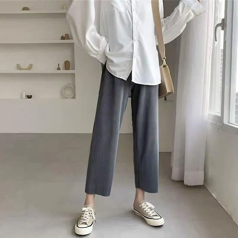3172# Pantalones rectos de maternidad helados de verano de pierna ancha ropa de vientre holgada y transpirable para mujeres emba