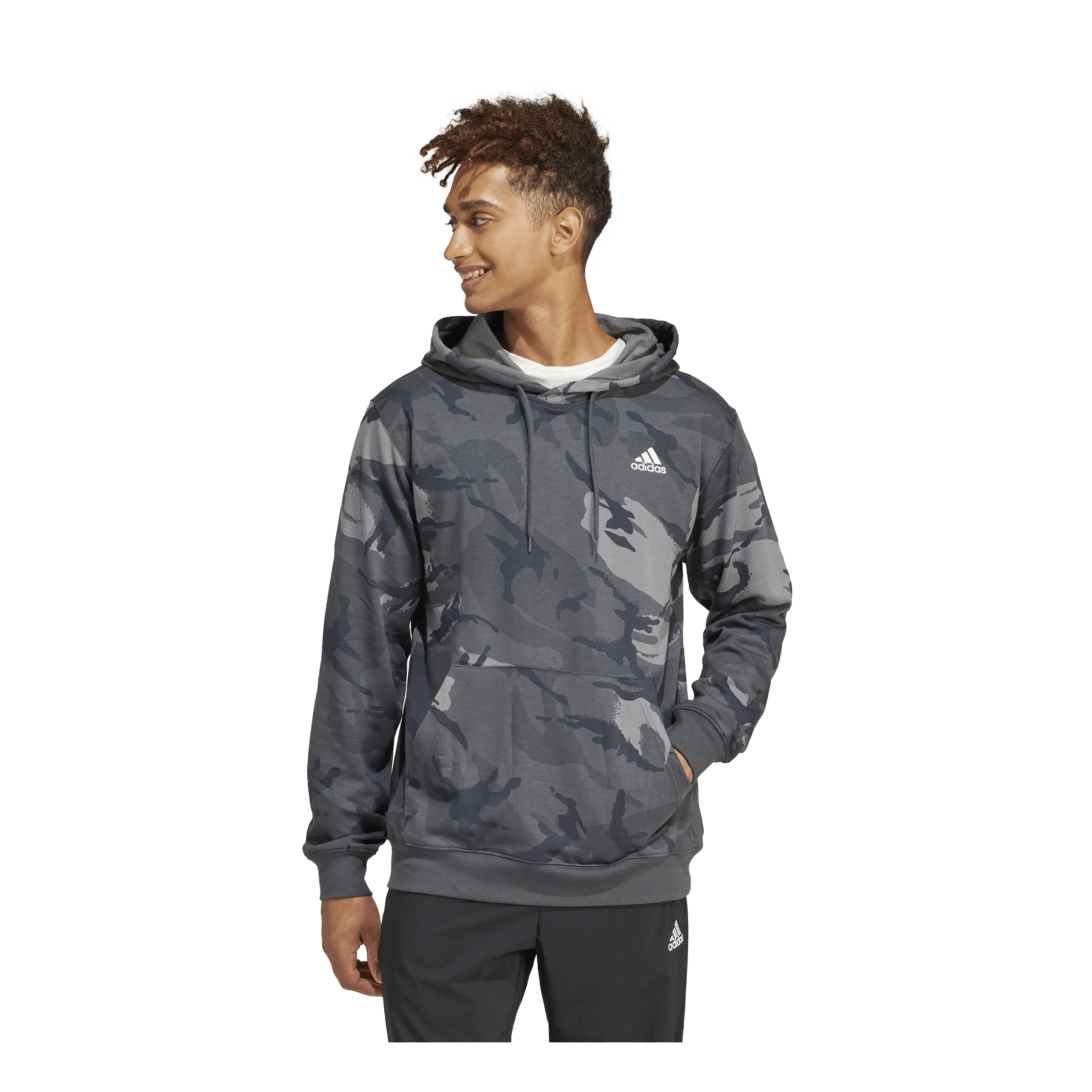Adidas Seasonal Essentials Camouflage Hoodie Dark Grey