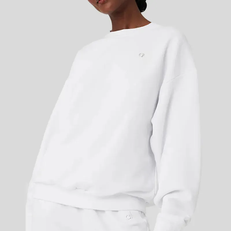 AL Sudaderas de yoga Jersey con cuello redondo Suéter de estudio a la calle Ajuste relajado Laidback City Jogger Ropa deportiva 