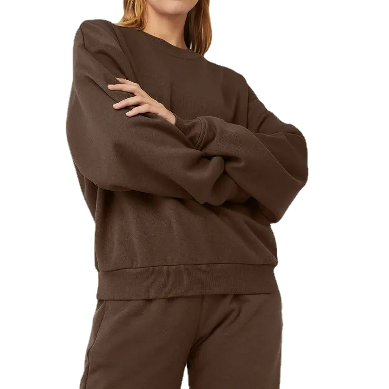 AL Sudaderas de yoga Jersey con cuello redondo Suéter de estudio a la calle Ajuste relajado Laidback City Jogger Ropa deportiva 