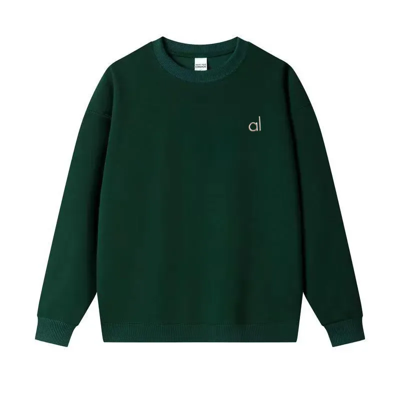 AL Sudaderas de yoga Jersey con cuello redondo Suéter de estudio a la calle Ajuste relajado Laidback City Jogger Ropa deportiva 