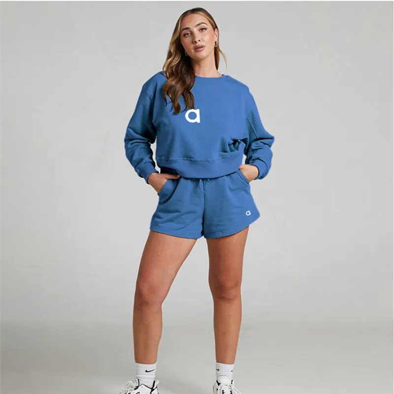 ALL219 Sets de yoga para mujeres 2 piezas sudaderas + pantalones cortos deportes de gimnasio sujetador de sujetador pantalones c