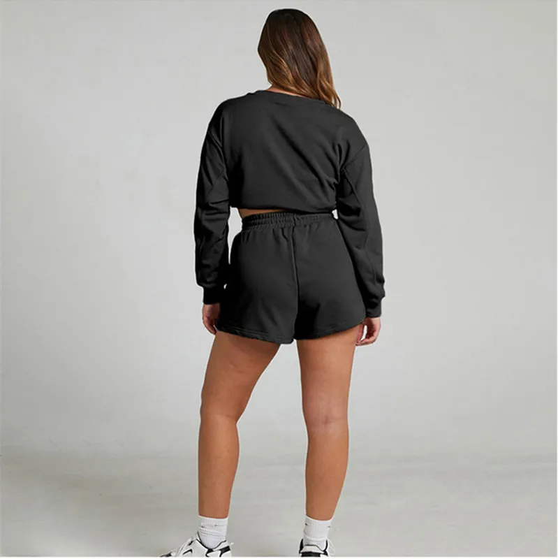 ALL219 Sets de yoga para mujeres 2 piezas sudaderas + pantalones cortos deportes de gimnasio sujetador de sujetador pantalones c
