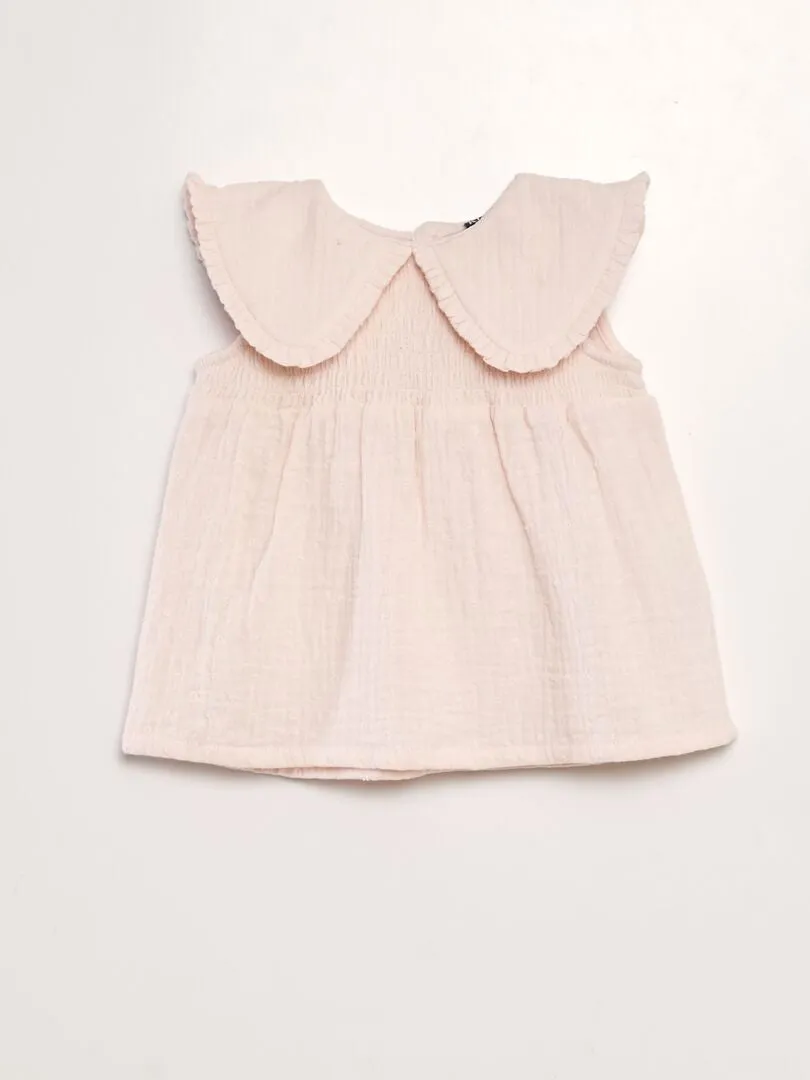 BLUSA DE GASA DE ALGODóN CON PLUMETI  ROSA