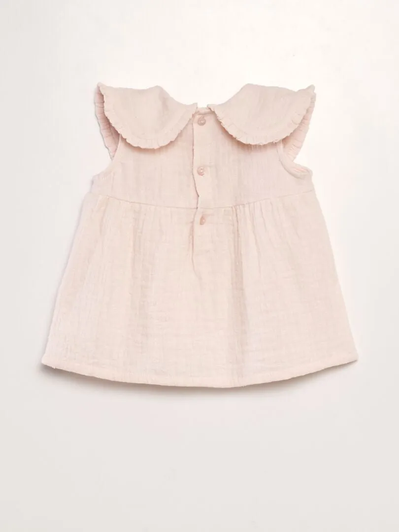BLUSA DE GASA DE ALGODóN CON PLUMETI  ROSA