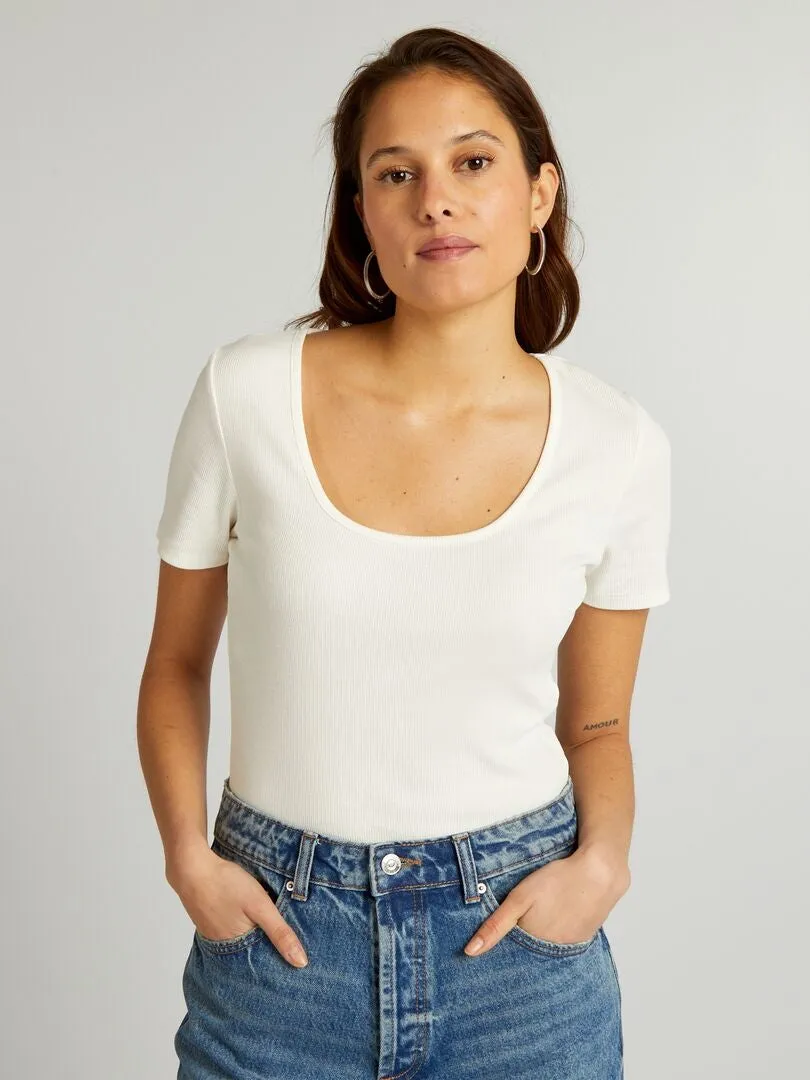 BODY DE PUNTO DE CANALé LISO  BLANCO