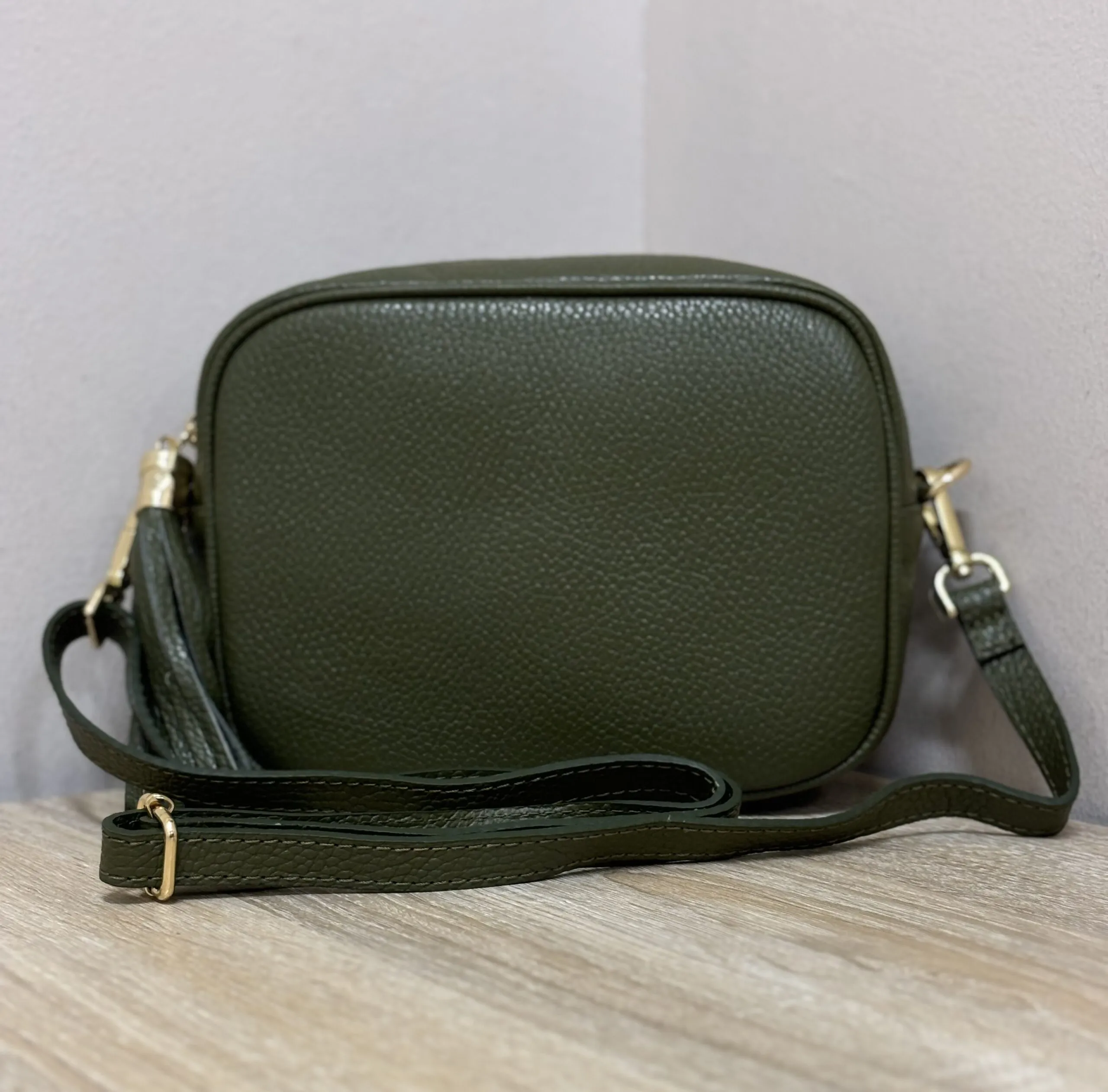 Bolso Bandolera Piel Caqui