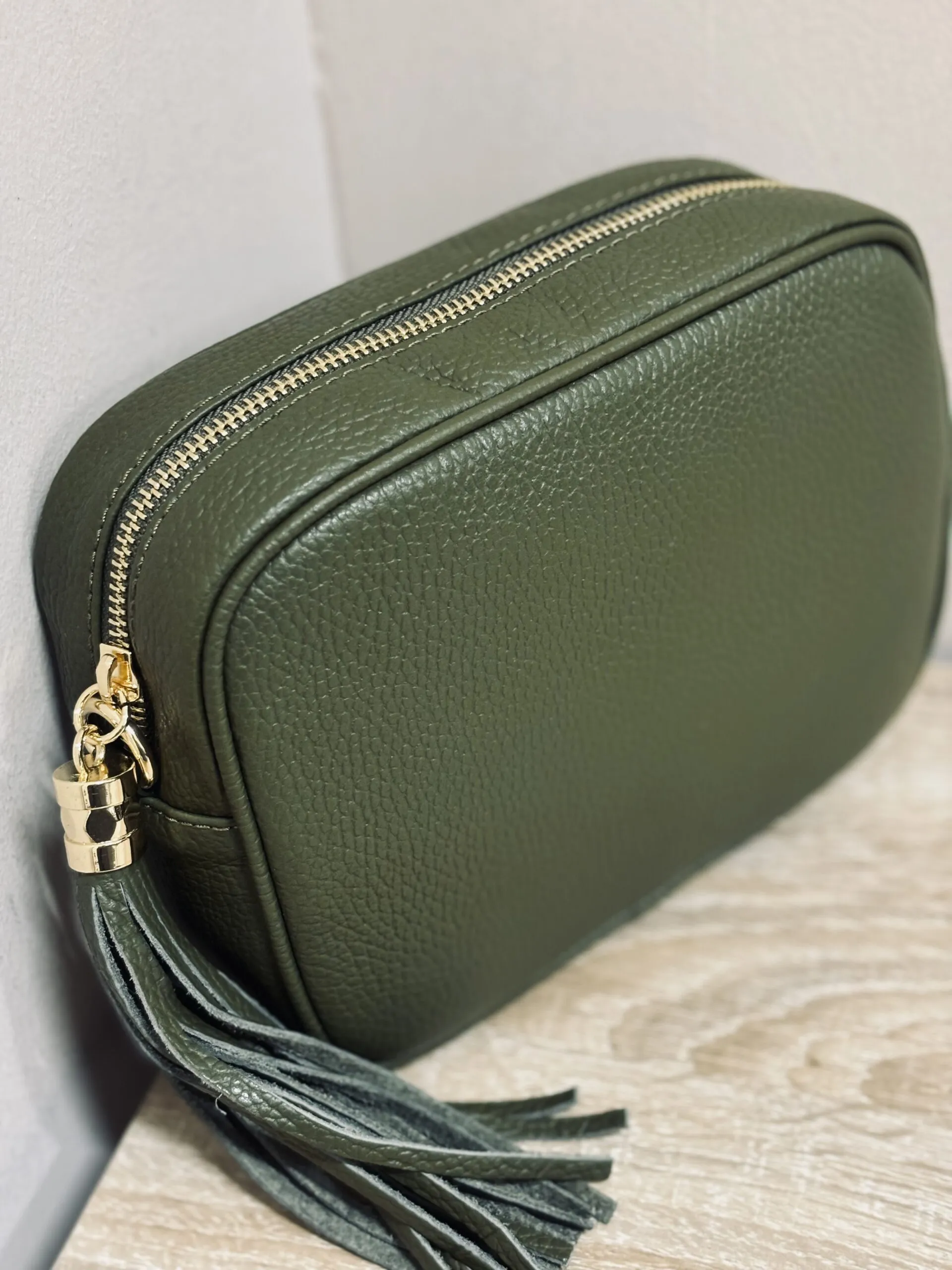 Bolso Bandolera Piel Caqui
