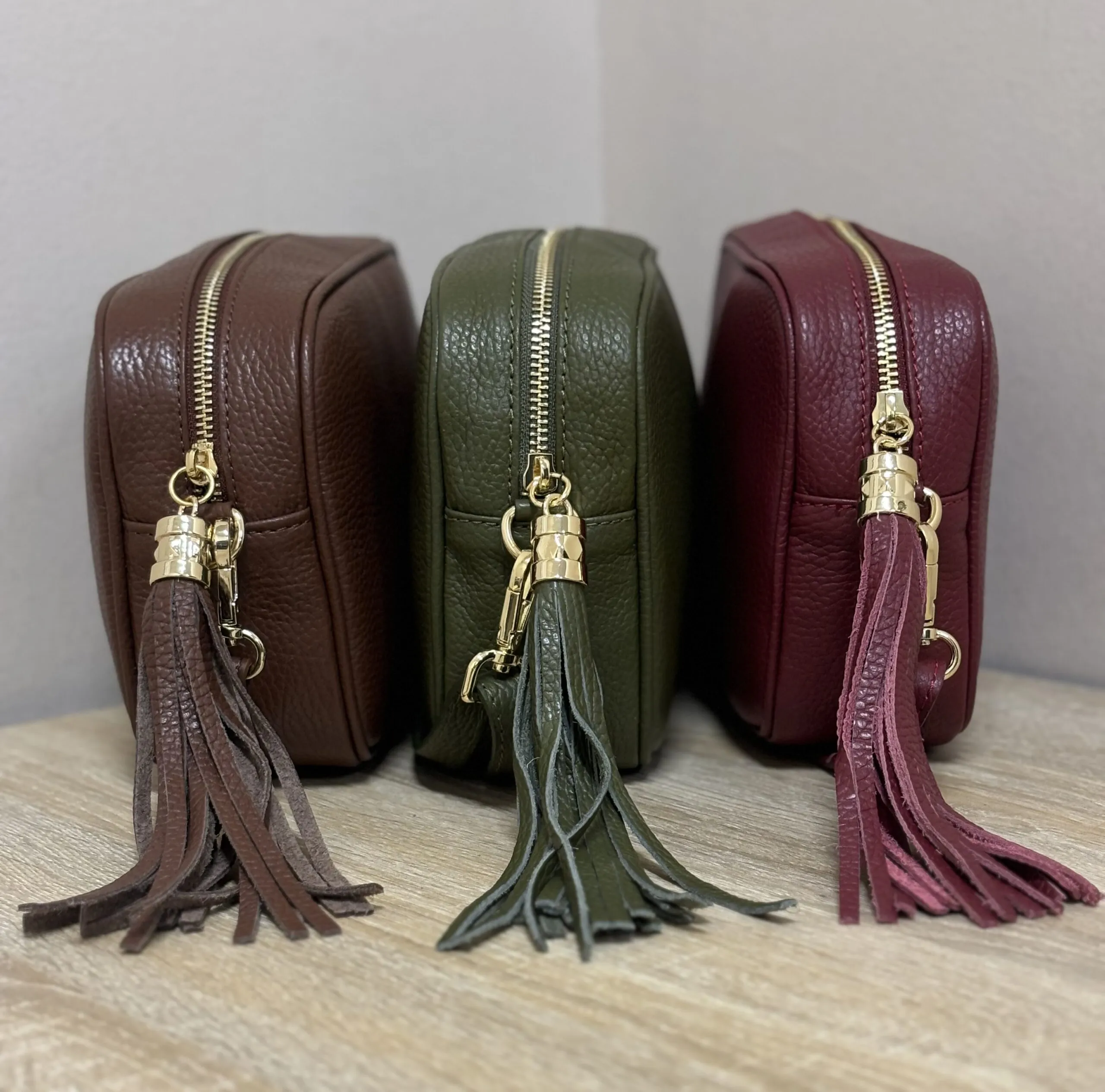 Bolso Bandolera Piel Caqui