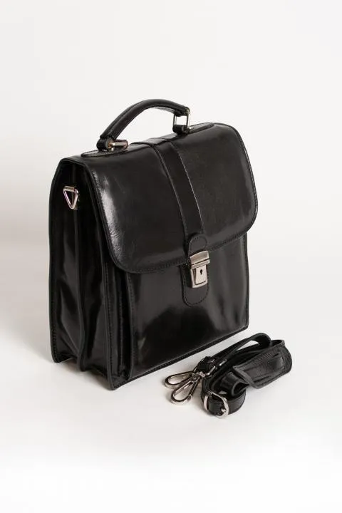 Bolso de cuero natural Afrodita, negro