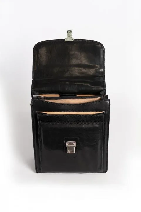 Bolso de cuero natural Afrodita, negro