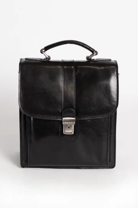 Bolso de cuero natural Afrodita, negro