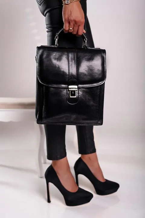 Bolso de cuero natural Afrodita, negro