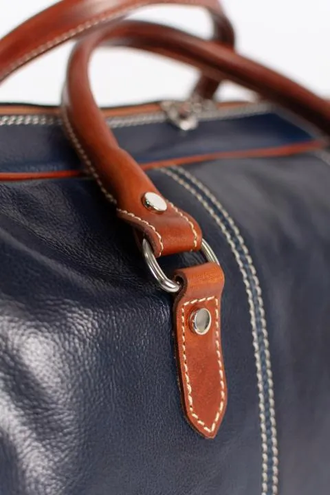 Bolso de piel natural Ella, azul oscuro