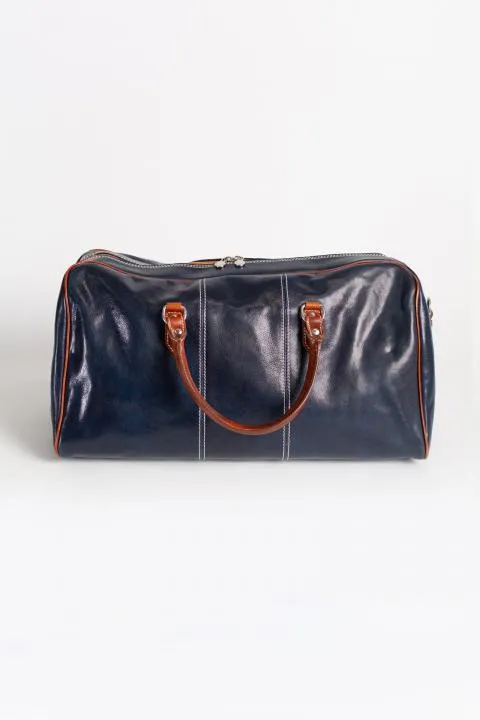 Bolso de piel natural Ella, azul oscuro