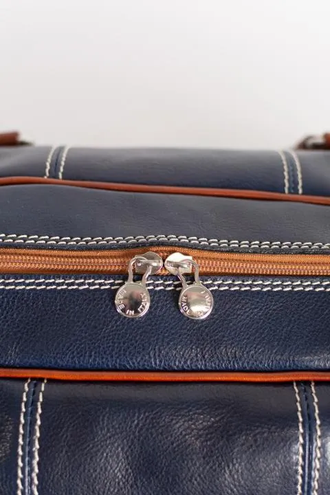 Bolso de piel natural Ella, azul oscuro