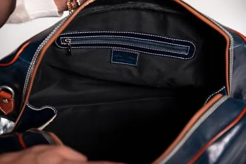 Bolso de piel natural Ella, azul oscuro