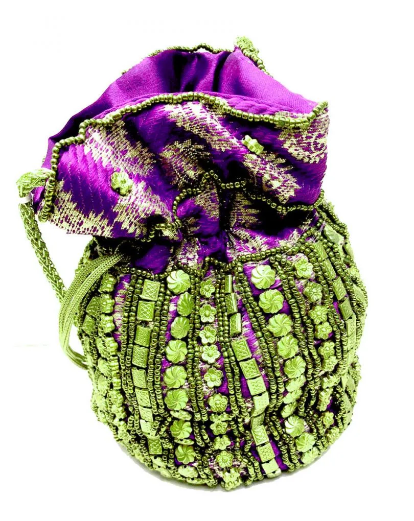 BOLSOS MORADOS Y DORADO DE MUJER TIPO BOMBONERA PARA BODAS Y FIESTA