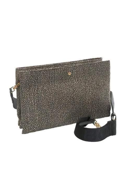 BORBONESE L'ECOLE NYLON Bolso bandolera con tres compartimentos