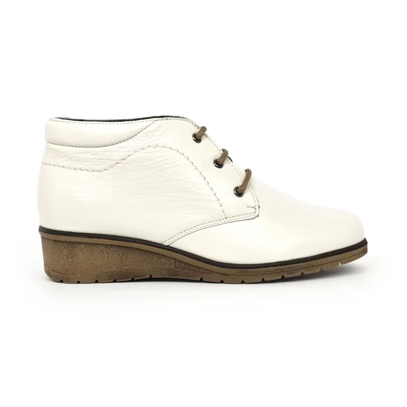 Botines Cómodos Mujer Piel Cuña Cordones Plantilla Extraíble 70241 Hielo, de Tupié