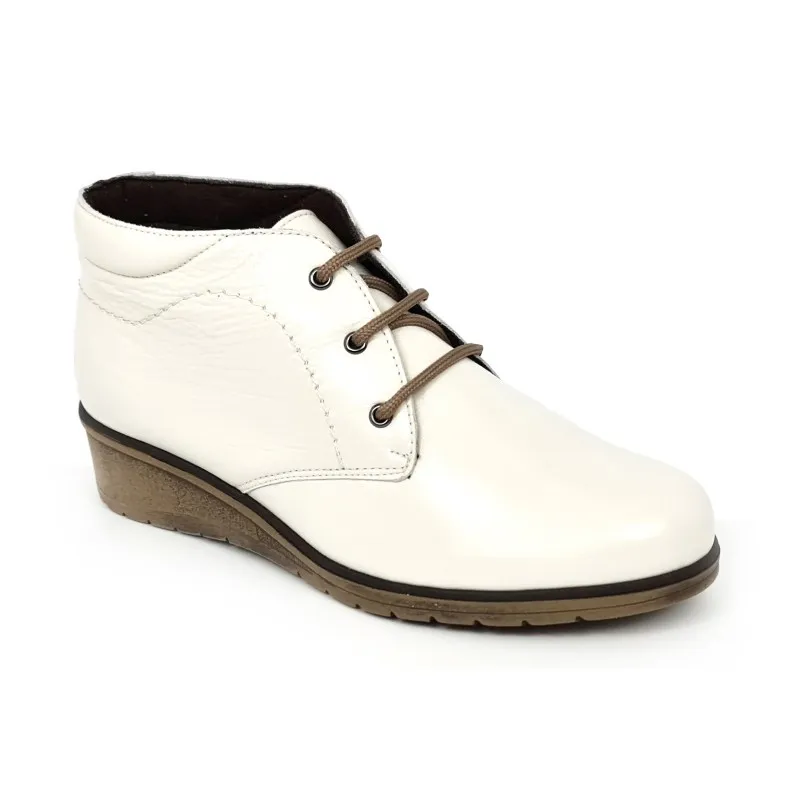 Botines Cómodos Mujer Piel Cuña Cordones Plantilla Extraíble 70241 Hielo, de Tupié