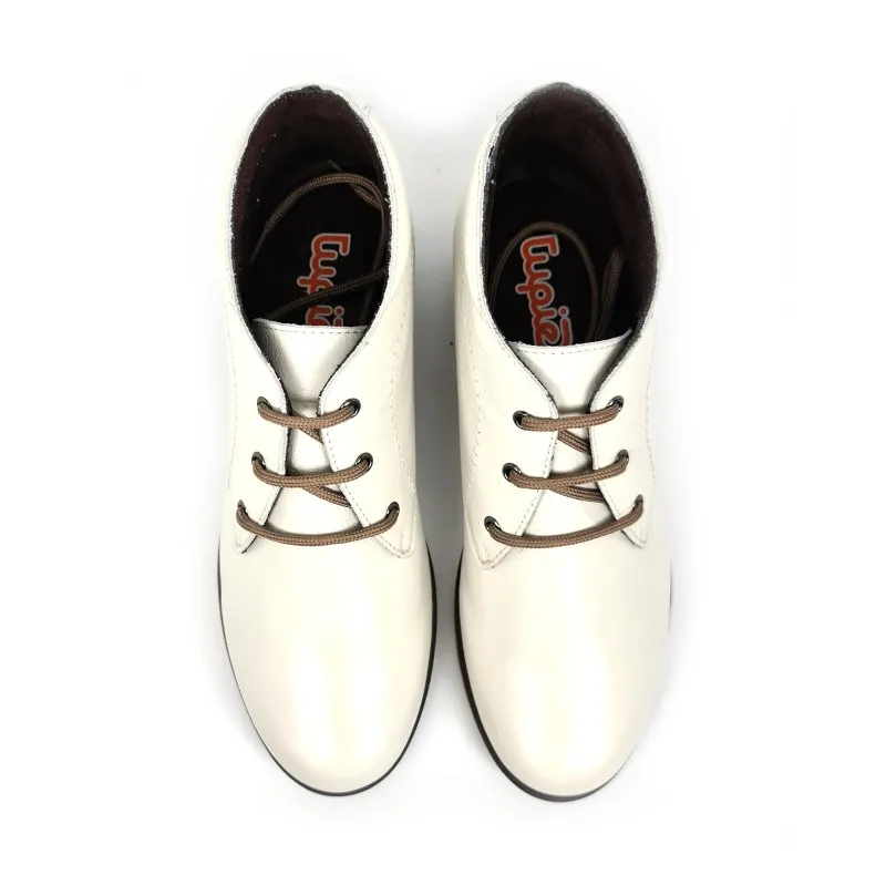 Botines Cómodos Mujer Piel Cuña Cordones Plantilla Extraíble 70241 Hielo, de Tupié