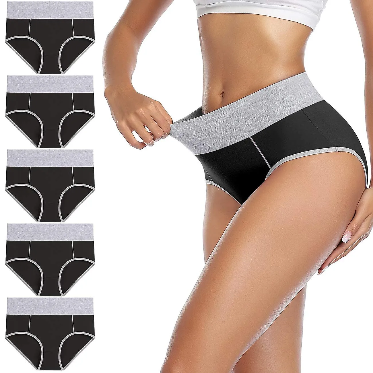 Bragas de cintura alta para mujer Calzoncillos de algodón para mujer Ropa interior Cobertura total de la espalda Bragas Talla gr