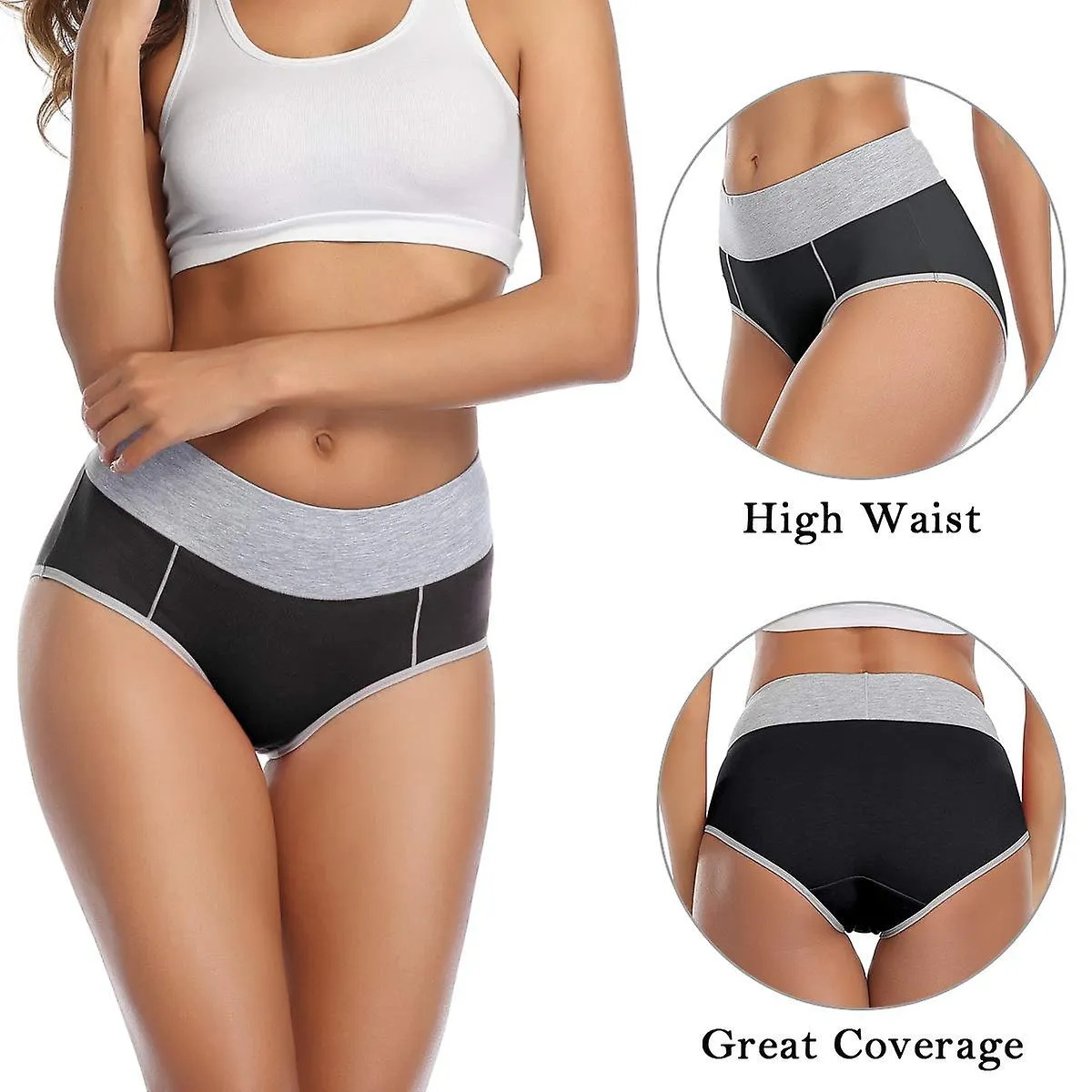 Bragas de cintura alta para mujer Calzoncillos de algodón para mujer Ropa interior Cobertura total de la espalda Bragas Talla gr