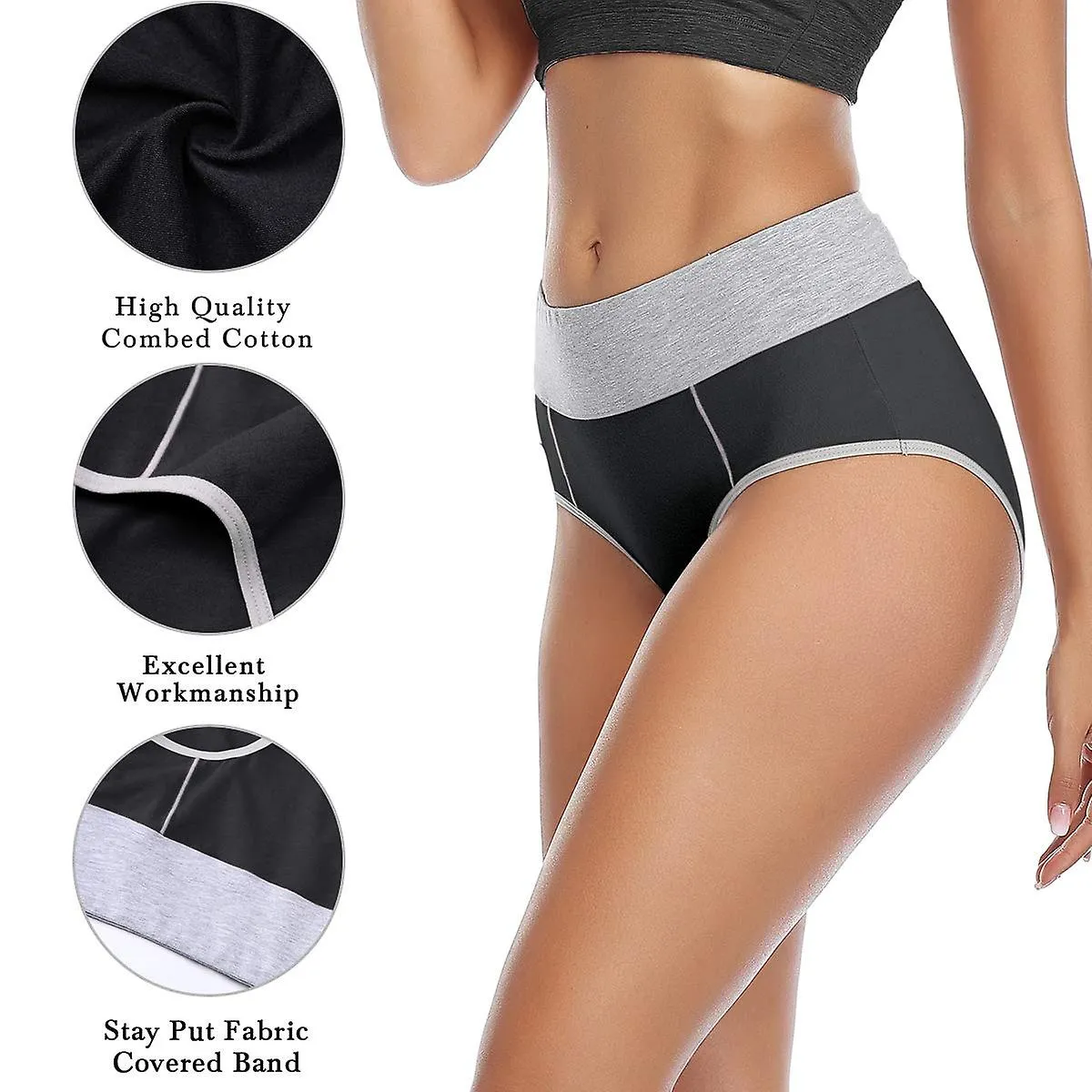 Bragas de cintura alta para mujer Calzoncillos de algodón para mujer Ropa interior Cobertura total de la espalda Bragas Talla gr