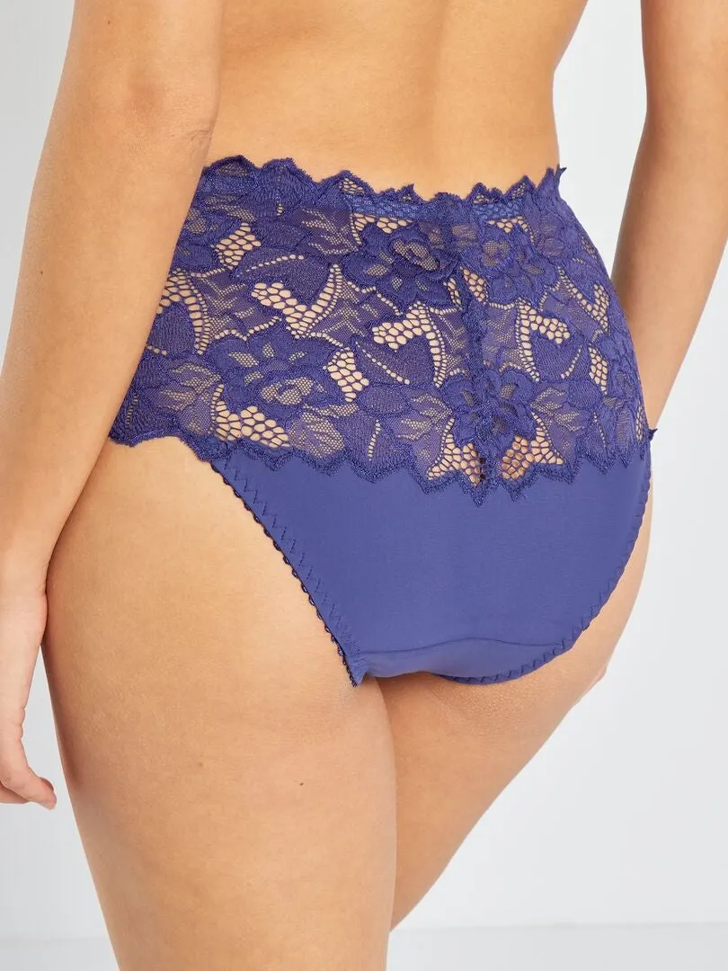 BRAGUITA DE ENCAJE 'SANS COMPLEXE'  AZUL