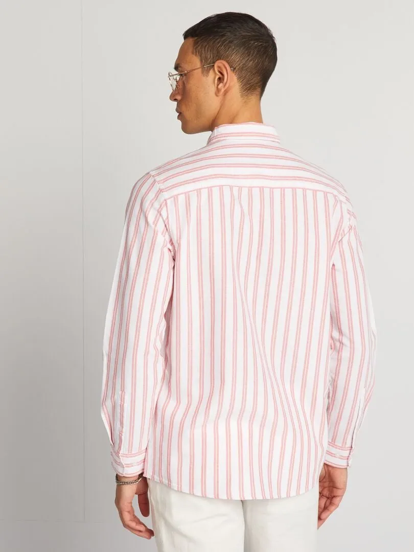 CAMISA CON CORTE RECTO Y RAYAS  NARANJA