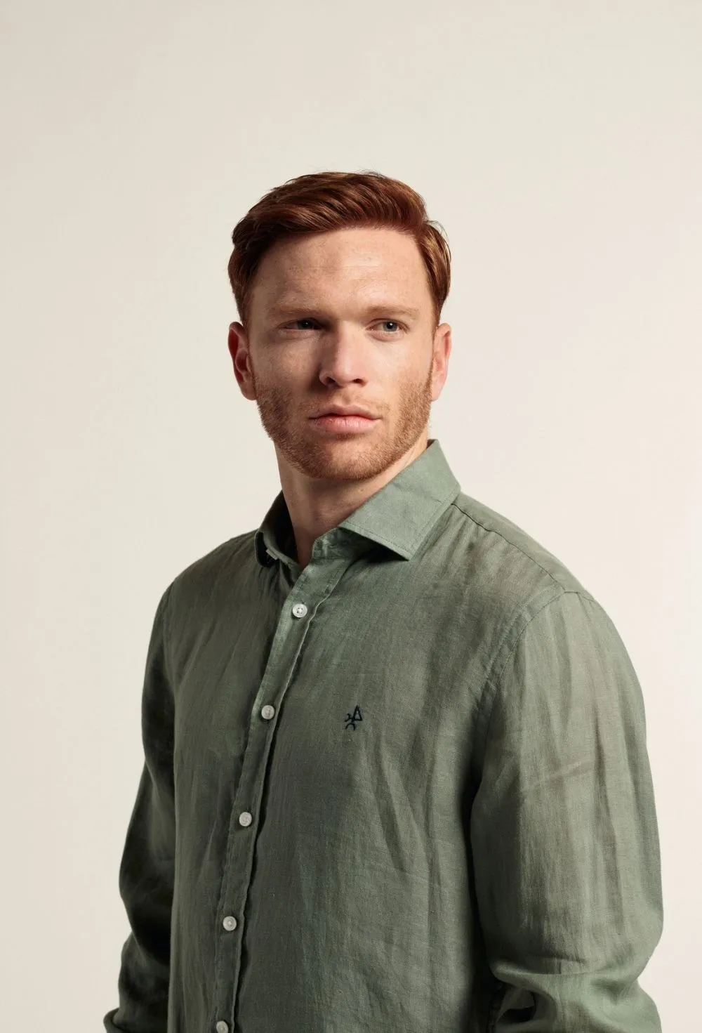 Camisa hombre de lino kaki