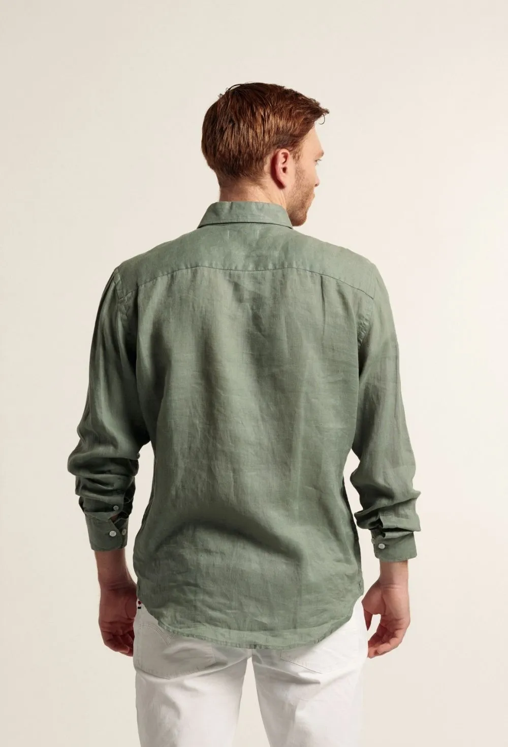 Camisa hombre de lino kaki