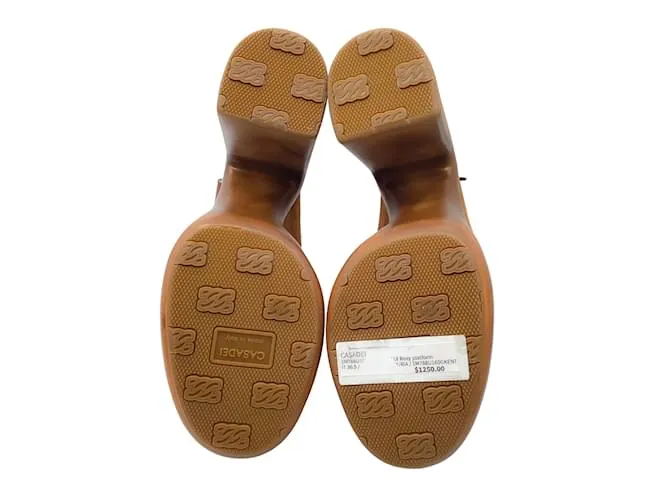 Casadei Brown Kentucky Chunky Plataforma de madera Zapatos de cuero de gamuza de tacón ultra alto Castaño 
