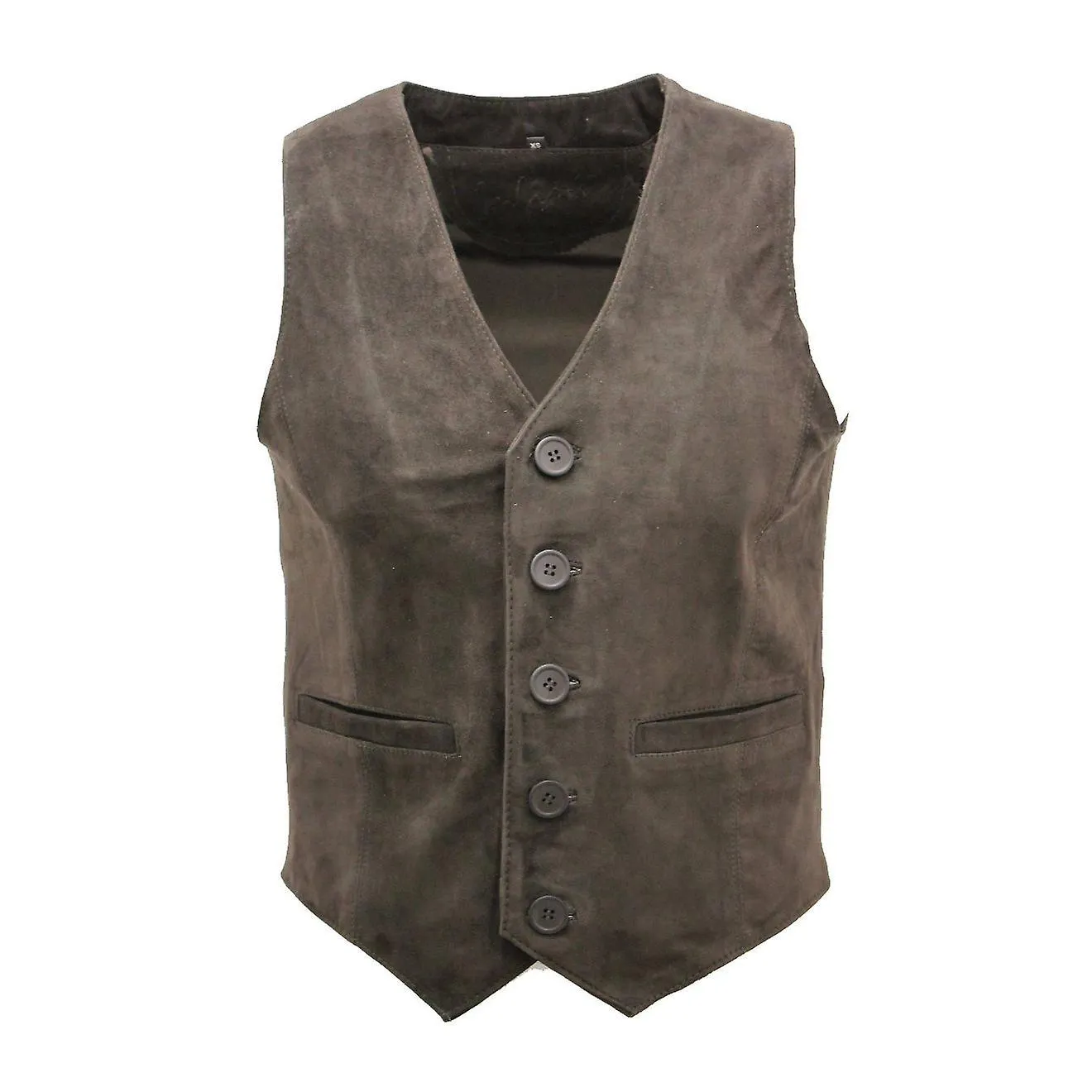 Chaleco de cuero marrón ante para hombre