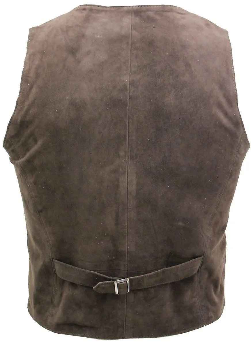 Chaleco de cuero marrón ante para hombre