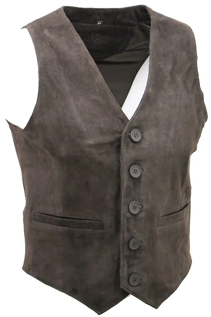 Chaleco de cuero marrón ante para hombre