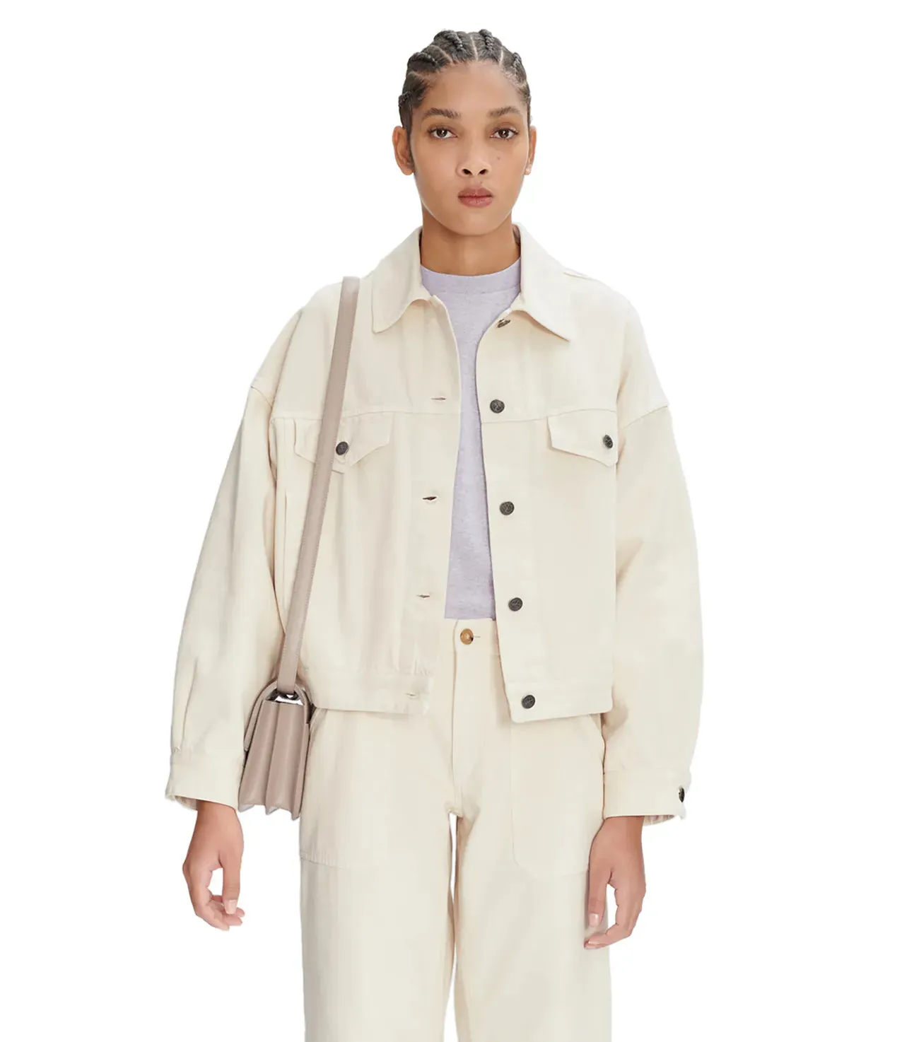 CHAQUETA ALGODN DENIM CREMA