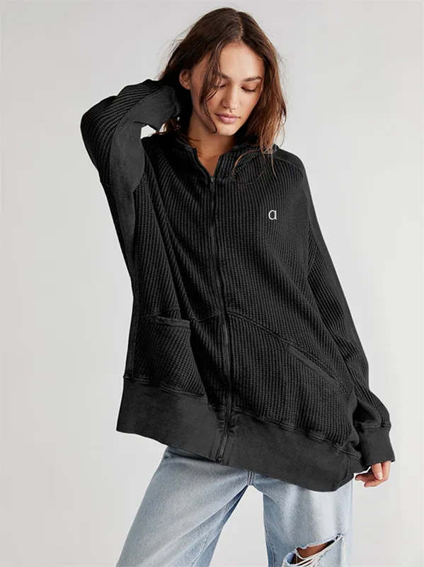 CHAQUETA CON CAPUCHA PARA MUJER A256 ATUENDO DE MANGAS LARGAS BOLSILLOS DE COLOR SóLIDO CHAQUETAS DE GIMNASIO SUELTO ATUENDO DE