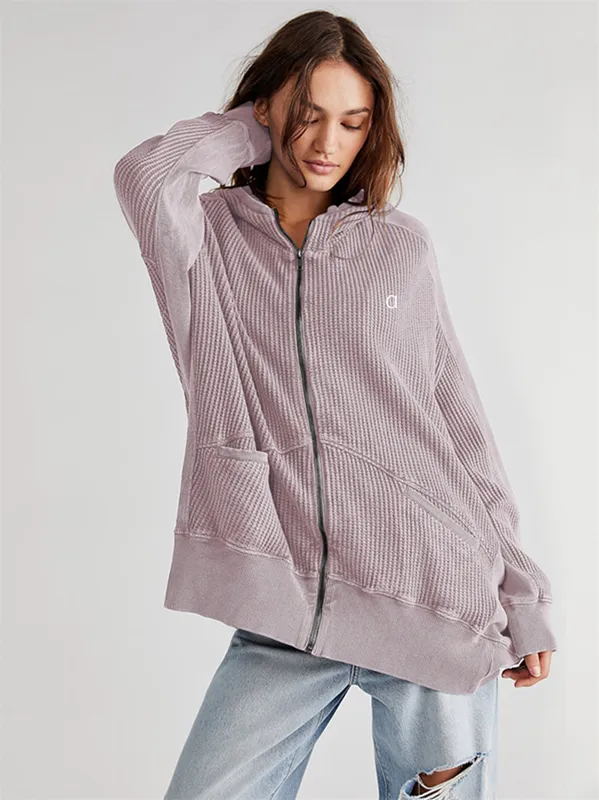 CHAQUETA CON CAPUCHA PARA MUJER A256 ATUENDO DE MANGAS LARGAS BOLSILLOS DE COLOR SóLIDO CHAQUETAS DE GIMNASIO SUELTO ATUENDO DE